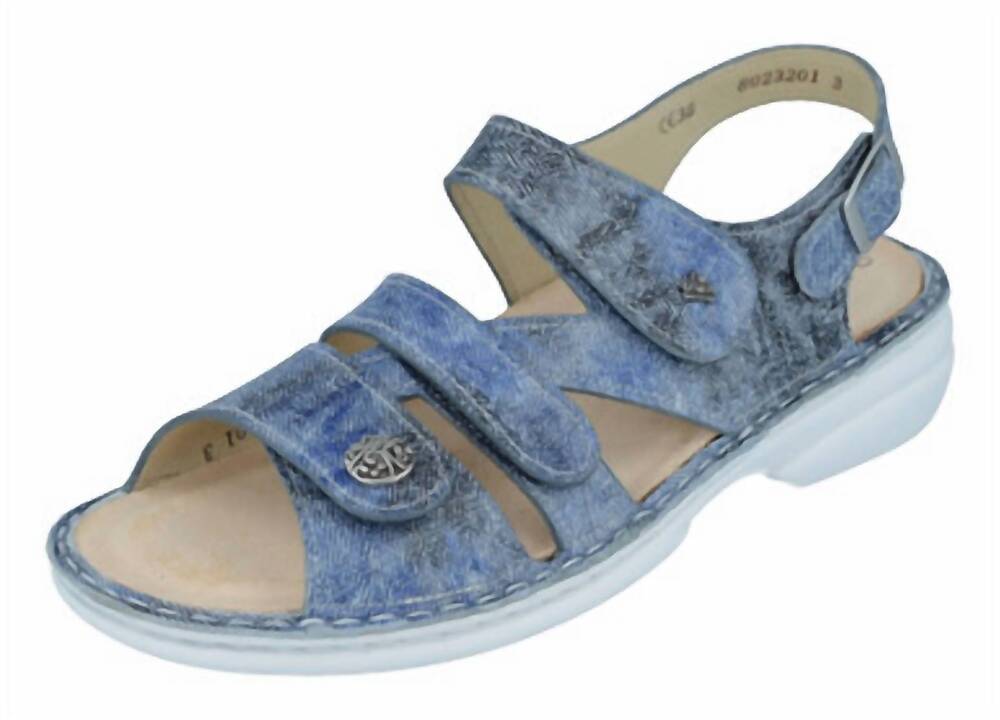 NEW FINN COMFORT women's gomera sandal in jeans denim hippie